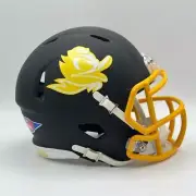 Oregon Ducks CUSTOM Matte Black - Yellow Combat Duck Mini Football Helmet
