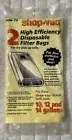 Shop-Vac 10-14 Gallon High Efficiency Disposable Filter Bags #90672 - 2 Pack New