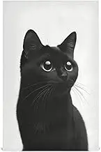 RPLIFE Cute Curious Black Cat Large Tea Towels, 28x18 Inches Absorbent Dish Towels for Drying Dishes Hand Towels for Kitchen Decorative