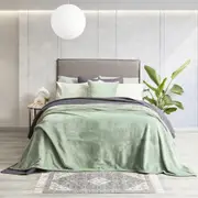 Renee Taylor Plush Blanket/Duvet Throw 380GSM Velvet Eucalyptus