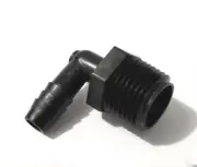 (2) Two 1/2" NPT x 3/8" Hose ID Black HDPE Plastic Elbow Adapter Fitting