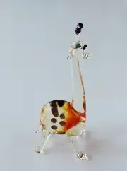 GIRAFFE~Collectible Hand Blown Art Glass Figurine~ Handmade Tiny Wild Animal