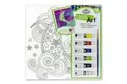 Painting Art Set Printed Canvas 25x25cm 6 Acrylic Paints & Brush - Moon