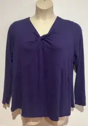 Purple Long Sleeve Twist Knit Top/Stretchy Fabric Size S Plus Autograph NWT