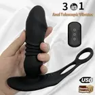 Anal Plug Vibrator Men Telescopic Dildo Prostate Massager Thrusting Vibe Sex Toy