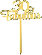30 & Fabulous Thirty Acrylic Gold Mirror 30th Birthday Cake Topper