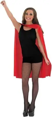 Women`s Red Superhero Cape for Ladies Hero Vampire Halloween Costume One Size