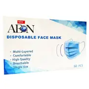 AEON Disposable Protective Face Mask Blue 3 Layers Anti Bacterial Filter 50 pcs