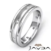 Solid Diamond Mens Eternity Wedding Band Matt Finish Ring 18k White Gold 0.16Ctw