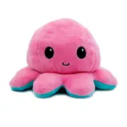 Tee Turtle Reversible Octopus Plushie- Happy and Unhappy Pink & Aqua Plush