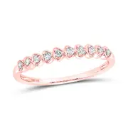 10k Rose Gold Round Diamond Stackable Band Ring 1/10 Cttw