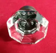 Clear Glass Octagon 1-5/16" Oil Rubbed Bronze Cabinet Hardware Knob Pull