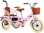 3 Wheels Bicycle for Traveling and Hanging Out,Cruiser Bike with Pneumatic tire Spoke Wheel,Rickshaw Tricycle with Pedals,Single Brake,Tandem Trike with Back seat