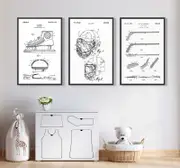 [Namly Design] Patent Drawing Poster - Ice Hockey / Set of 3