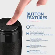 TG113C Column Portable Bluetooth Mini Speaker with FM Radio Waterproof Subwoofer Wireless Loundpeakers &Phone Holder (Red)