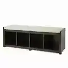 Entryway Storage Bench 4 Cubes Shelves Cushion Shoes Backpacks Brown Organizer