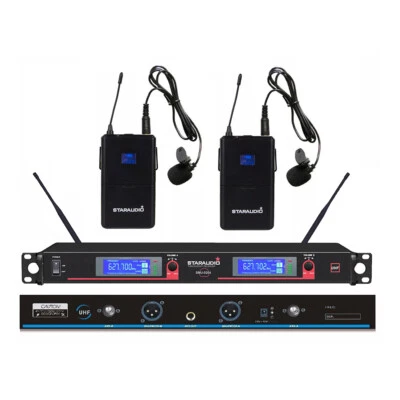 2CH Wireless UHF Microphone System Headset Lavalier Lapel Microphone Church Mics