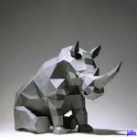 65厘米長 坐立的犀牛動物裝飾擺件手工DIY紙藝模型立體落地大型