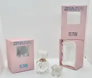 Perfume Bottle Oleg Cassini Crystals Mini, Refillable Vintage NIB Flower Top