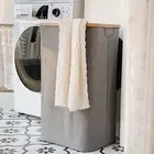 Bamboo Laundry Basket Washing Clothes Storage Folding Basket Bin Hamper w/Lid