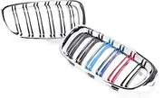 Color Radiator Grille Mesh Compatible For BMW 3 Series GT F34 2013-2020 Carbon Fiber Front Kidney Bumper Chrome Black Grille Replacement(Dual Chrome M)