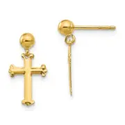 14K Yellow Gold Dangling Cross Stud Earrings Push Back Madi K Children's Jewelry