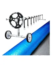 [Aqua Buddy] Pool Cover Solar Swimming Roller Wheel Adjustable Blanket 9.5m x 5m in Blue