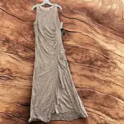 Alex Evenings Laced Draping Long Dress Buff Color Sequin Size 14 MSRP $219.00