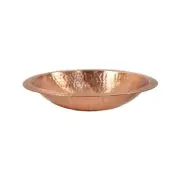 ACHLA DESIGNS Garden Birdbath Bowl 14" Round w/ Rim, Satin Hammered Solid Copper
