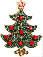 NOBLE Spruce Christmas Tree Rhinestone Vintage Inspired HOLIDAY Brooch Gift