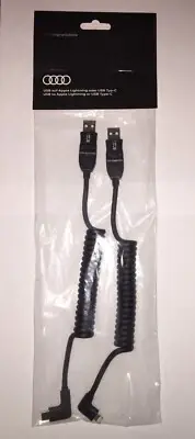Genuine Audi Part Apple Lightning & MicroUSB Flexible Cable Charger Plugs Angled