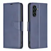 For Samsung Galaxy A35 5G Case Lambskin Textured PU Leather Wallet, Blue