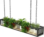 Ceiling Shelf Floating Plant Flower Pot Shelves w/Iron Chain Article and Hooks Kitchen Ceiling Mounted Display Storage Shelving for Bar Flower Shop Balcony(60x25x15cm)