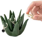 Mellshy Aloe Ring Holder Ceramic Cactus Ring Dish Jewelry Holder Trinket Tray Jewelry Display Tray for Rings Earrings Necklace Organizer