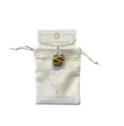 Infinity Loop Crystal Tumbled Collection Tiger Eye Pendant Silver Healing