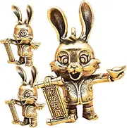 Alipis 3pcs Brass Rabbit Pendant Topiary Luck Retro Sign Tabletop Bunnies Cage Rabbits Pellets Bunny Bunting Chains Trinkets Yellow Decor Rabbit Decor Charms Gnomes Figurine Golden