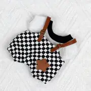 Labubu Baby Clothes 17cm Labubu Cloth Clothes Heartbeat Macaron Vinyl Face Doll Baby Clothes Replacement——style:Chasing the Wind Boy (T-shirt+overalls) Black and White Grid