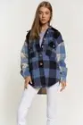 NWT DAVI & DANI SHACKET jacket SHIRT SM-3X vibrant BLUE plaid western preppy