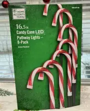 Home Accents 16.5 in. Candy Cane LED Pathway Lights (8-Pack)