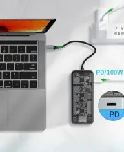 USB C 10 in 1 Type-C Docking Station Laptop Gigabit Ethernet Port Accessories