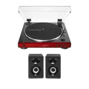Audio-Technica AT-LP60XBT Bluetooth Stereo Turntable Red w/Bluetooth Speakers