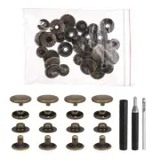 50Set Leather Snap Fasteners Kit 15mm Metal Snaps with 3 Setter Tools Bronze