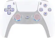 eXtremeRate 7 Colors 9 Modes Luminated Dpad Thumbsticks Share Home Face Buttons for PS5 Controller BDM-030 040 050, Cherry Blossoms Pink Classical Symbols Buttons DTF LED Kit for PS5 Controller