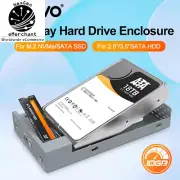 10Gbps M.2 NVMe & SATA Dual Bay SSD Enclosure USB-C 2.5/3.5" External Case