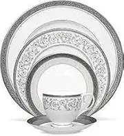 Noritake Summit Platinum 5-Piece Place Dinnerware Setting in White
