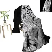 Tiger Plush Blanket Large Cat Plays in Water Living Room Bedroom Dormitory Blanket 80"x60"
