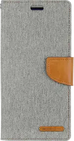 Goospery Canvas Diary For Galaxy S10 Plus in Black, Blue, Green, Grey, Navy, Pink, Red - Grey