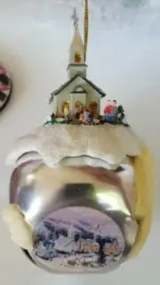 Thomas Kinkade Sleigh Bells St. Nicholas Steeple Ornament