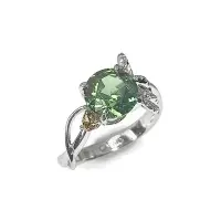 在飛比找Yahoo!奇摩拍賣優惠-白18K金天然綠色風信子石鑽石戒指 [基隆克拉多色石Y拍]