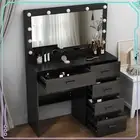 Makeup Vanity Table with Large LED Lighted Mirror & 5 Drawers for Bedroom